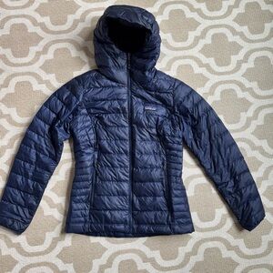 Patagonia Navy Quilted Hooded Down Puffer Jacket